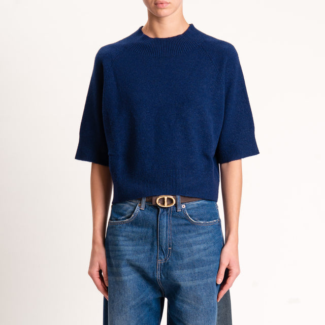 Kontatto-Maglia collo montato mezza manica - blu