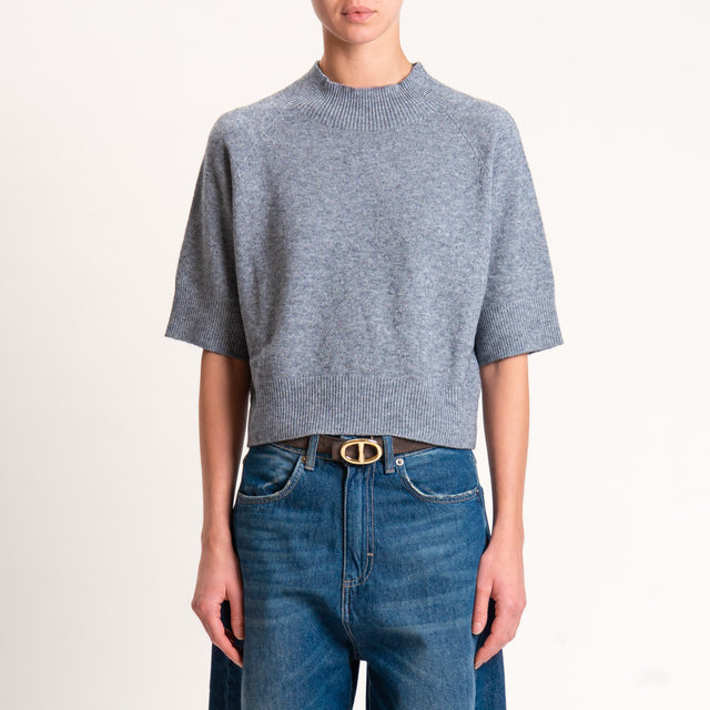 Kontatto-Maglia collo montato mezza manica - grigio medio