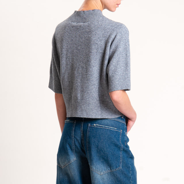 Kontatto-Maglia collo montato mezza manica - grigio medio