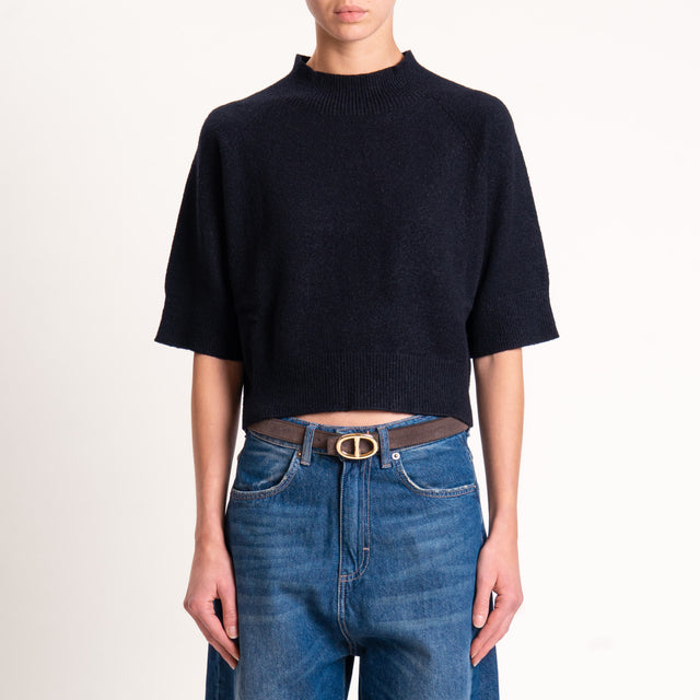 Kontatto-Maglia collo montato mezza manica - nero