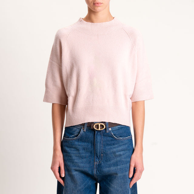 Kontatto-Maglia collo montato mezza manica - rosa