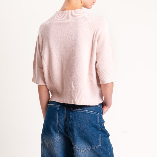 Kontatto-Maglia collo montato mezza manica - rosa