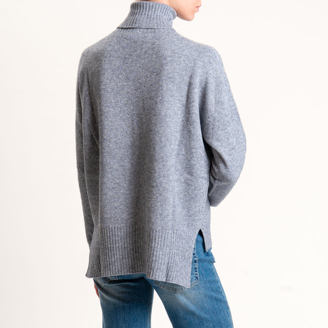 Kontatto-Maglia collo alto spacchi laterali - grigio medio