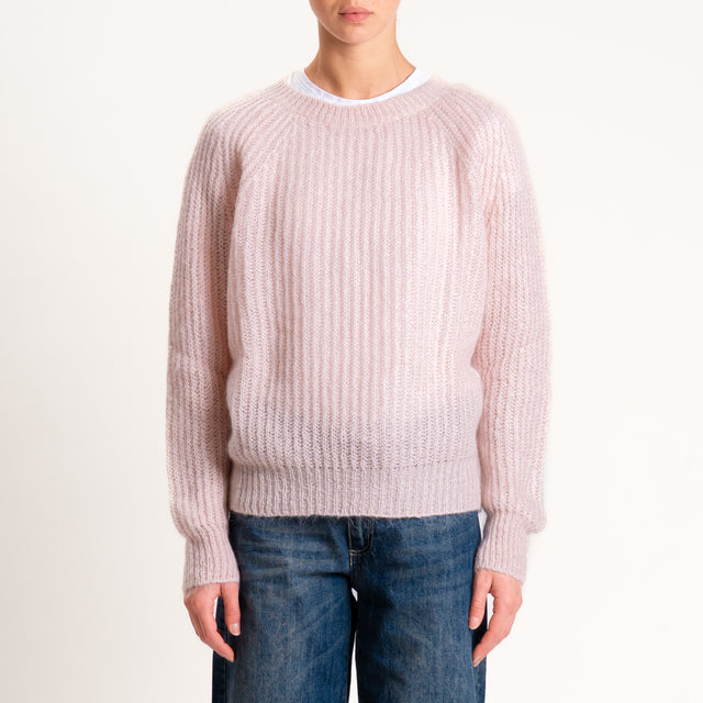 Kontatto-Maglia girocollo coste inglesi - rosa