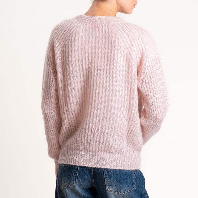 Kontatto-Maglia girocollo coste inglesi - rosa
