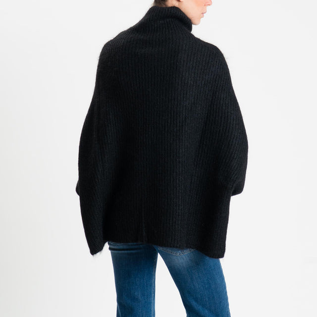 Kontatto-Maglia mohair coste inglese - nero