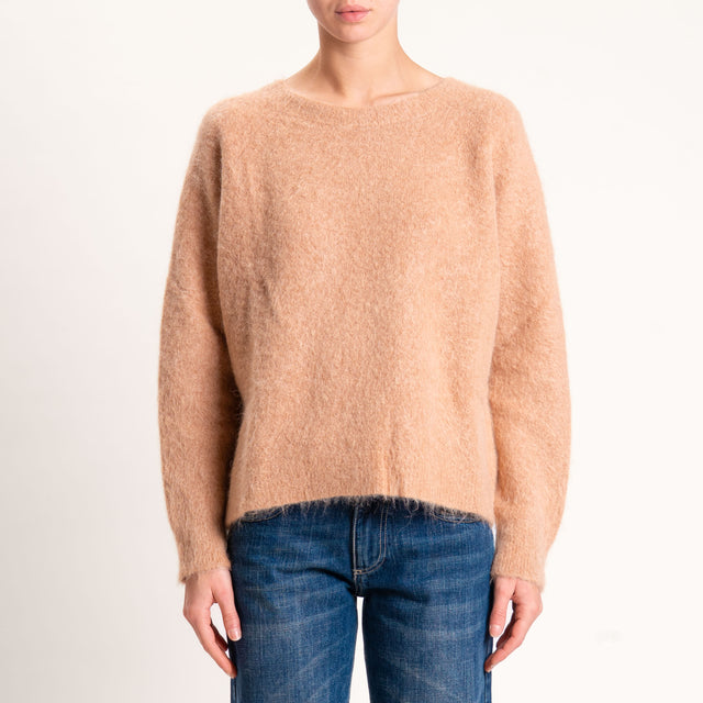 Kontatto-Maglia girocollo misto alpaca - biscotto