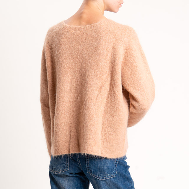 Kontatto-Maglia girocollo misto alpaca - biscotto