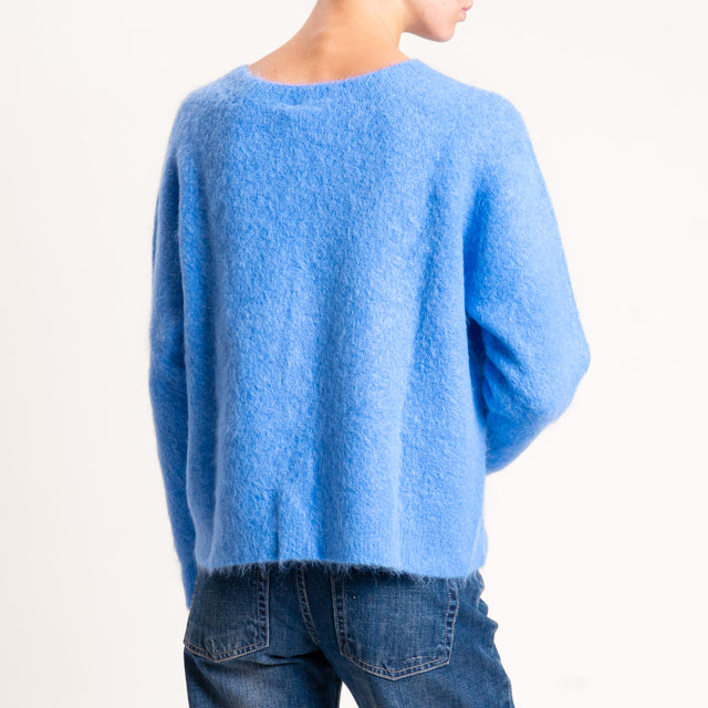 Kontatto-Maglia girocollo misto alpaca - denim