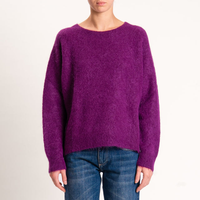 Kontatto-Maglia girocollo misto alpaca - porpora