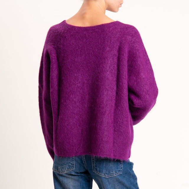 Kontatto-Maglia girocollo misto alpaca - porpora
