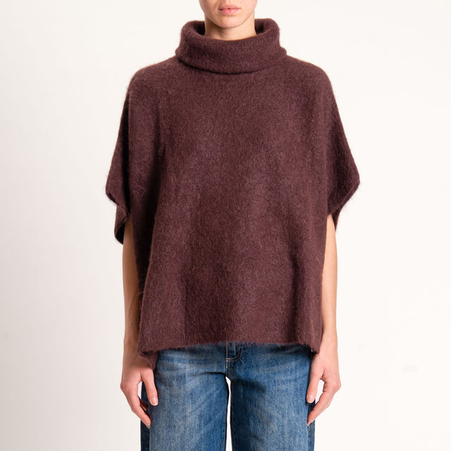 Kontatto-Maglia over manica scesa misto alpaca - mogano