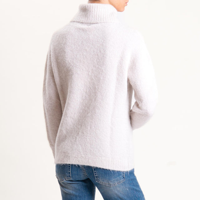 Kontatto-Maglia collo alto misto alpaca - avorio