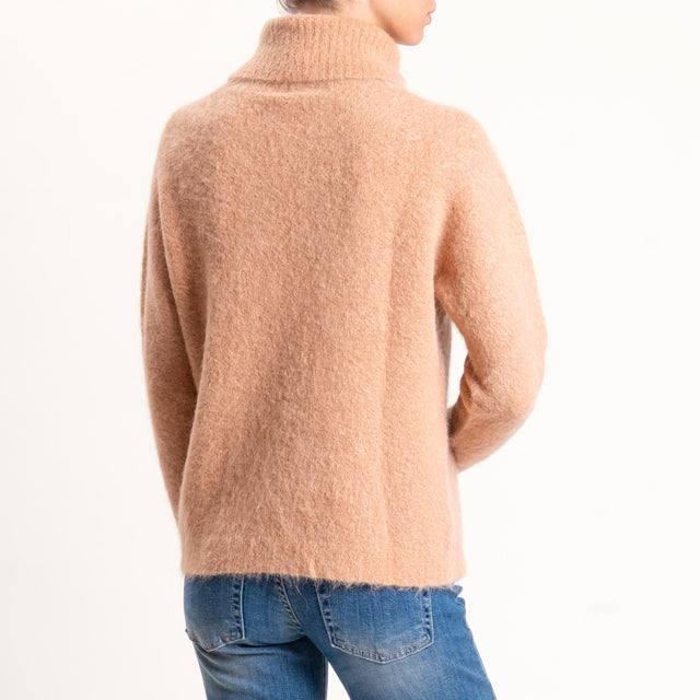 Kontatto-Maglia collo alto misto alpaca - biscotto