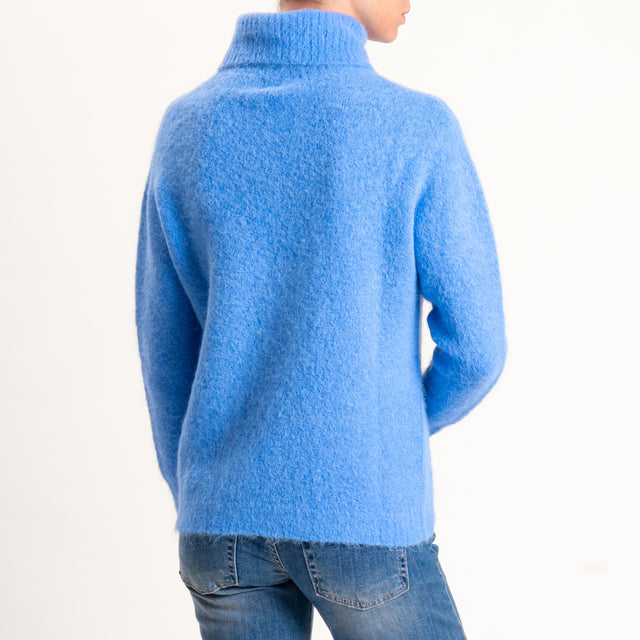 Kontatto-Maglia collo alto misto alpaca - denim