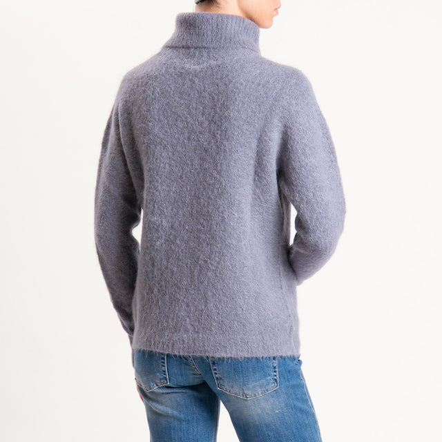 Kontatto-Maglia collo alto misto alpaca - grigio medio