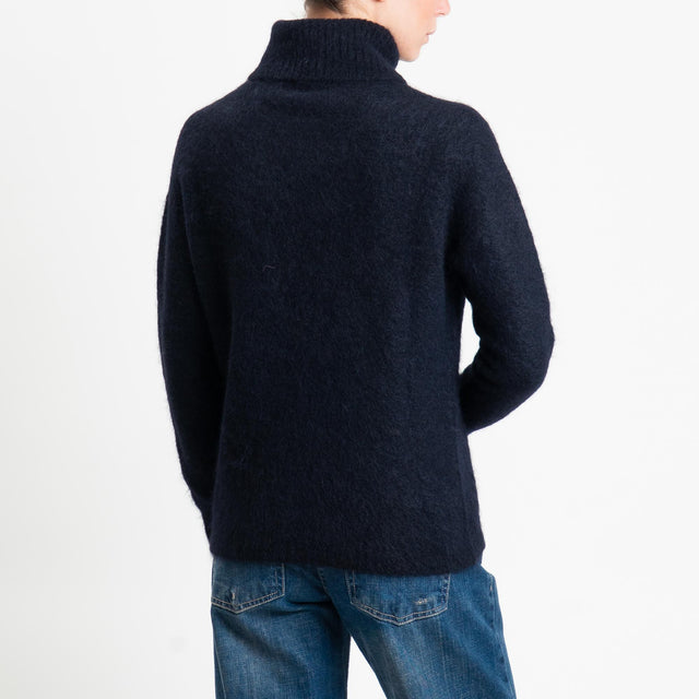 Kontatto-Maglia collo alto misto alpaca - nero