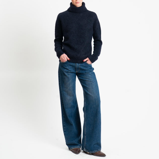 Kontatto-Maglia collo alto misto alpaca - nero