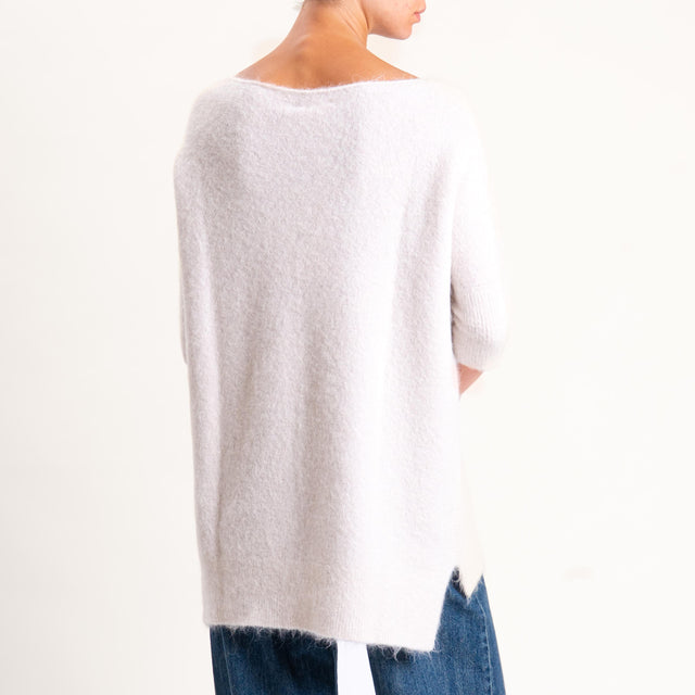 Kontatto-Maglia oversize misto alpaca spacchi late - avorio