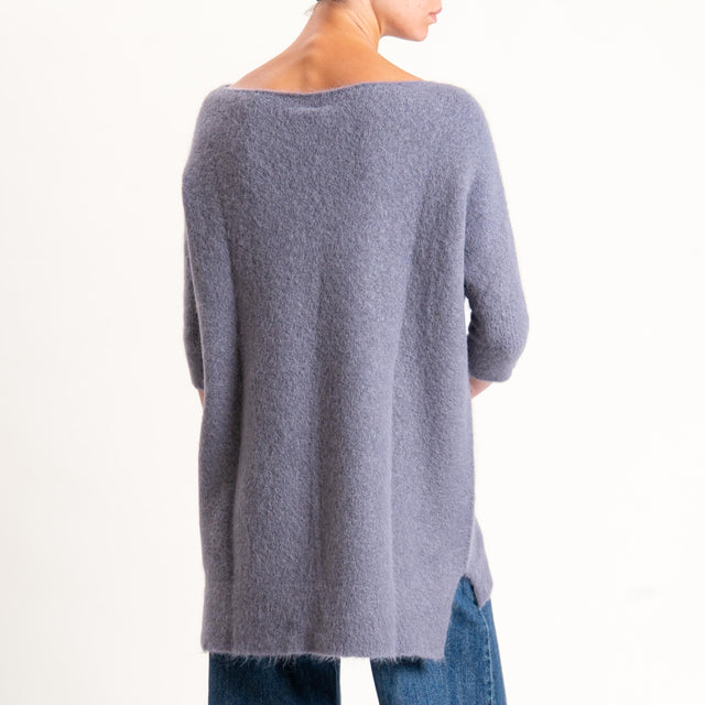 Kontatto-Maglia oversize misto alpaca spacchi late - grigio medio
