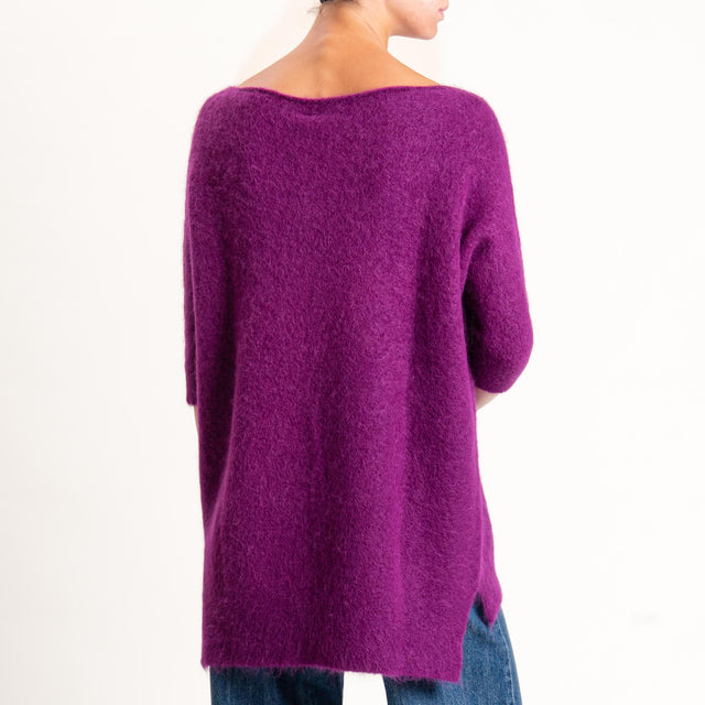 Kontatto-Maglia oversize misto alpaca spacchi late - porpora