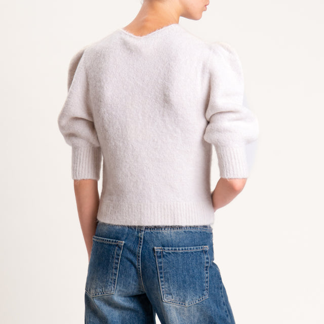 Kontatto-Cardigan misto alpaca manica palloncino - avorio