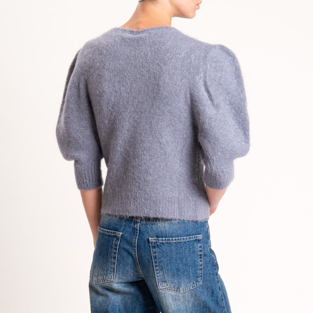 Kontatto-Cardigan misto alpaca manica palloncino - grigio medio
