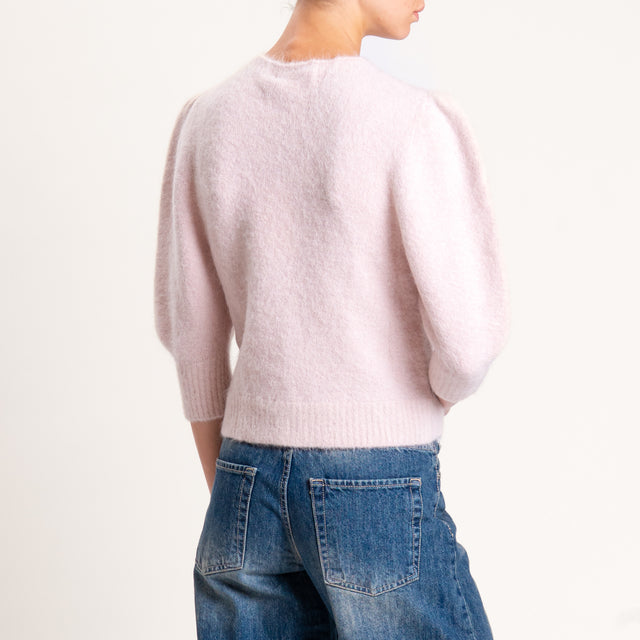 Kontatto-Cardigan misto alpaca manica palloncino - rosa