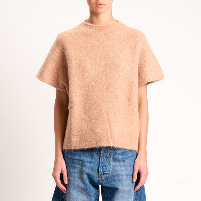 Kontatto-Maglia mezza manica misto alpaca - biscotto
