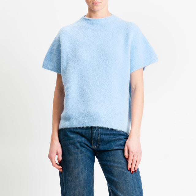 Kontatto-Maglia smanicata misto alpaca - celeste