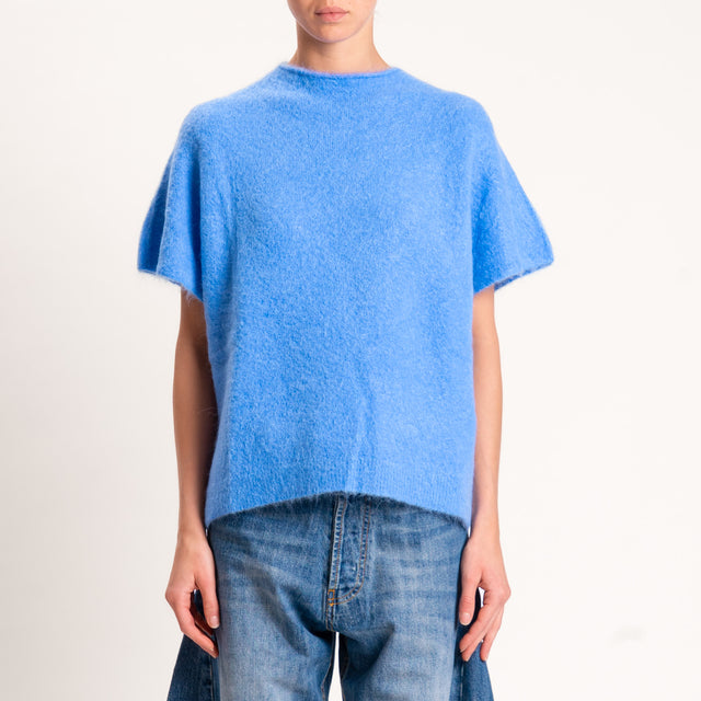 Kontatto-Maglia mezza manica misto alpaca - denim