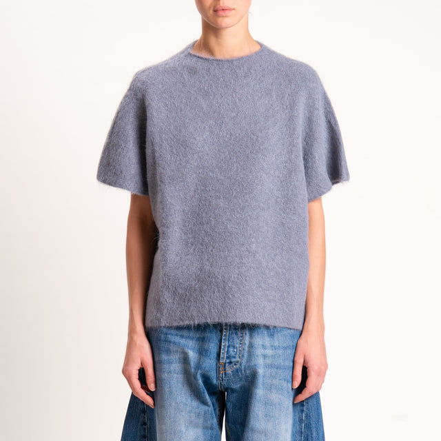 Kontatto-Maglia mezza manica misto alpaca - grigio medio