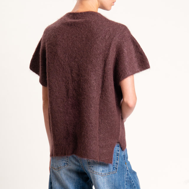 Kontatto-Maglia mezza manica misto alpaca - mogano