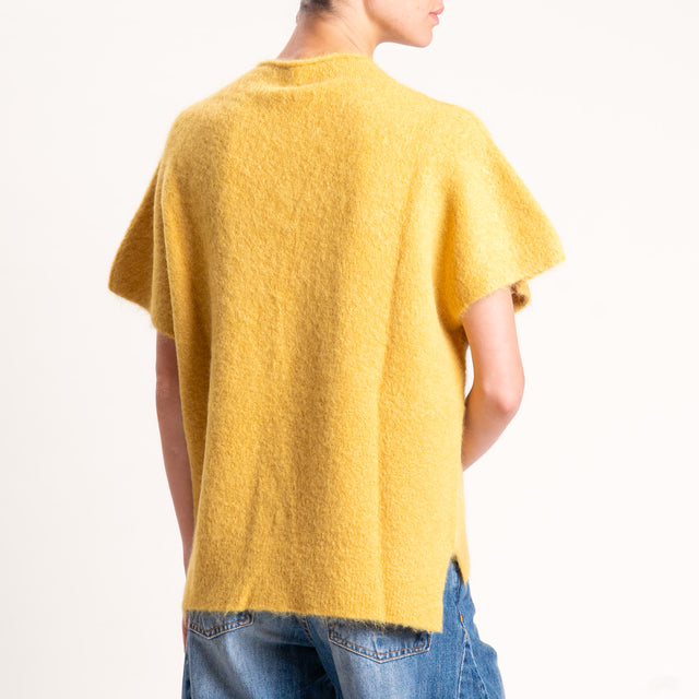Kontatto-Maglia mezza manica misto alpaca - mostarda