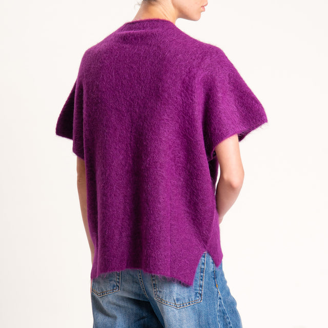 Kontatto-Maglia mezza manica misto alpaca - porpora