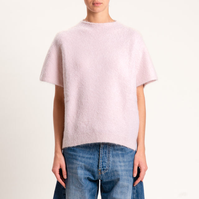 Kontatto-Maglia mezza manica misto alpaca - rosa