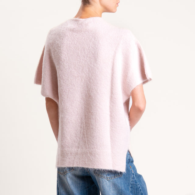 Kontatto-Maglia mezza manica misto alpaca - rosa