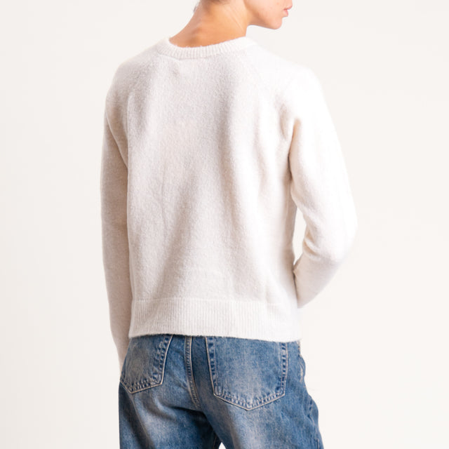 Kontatto-Maglia girocollo misto alpaca - avorio