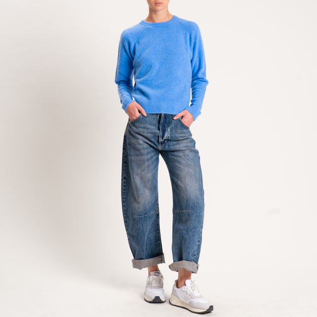 Kontatto-Maglia girocollo misto alpaca - denim
