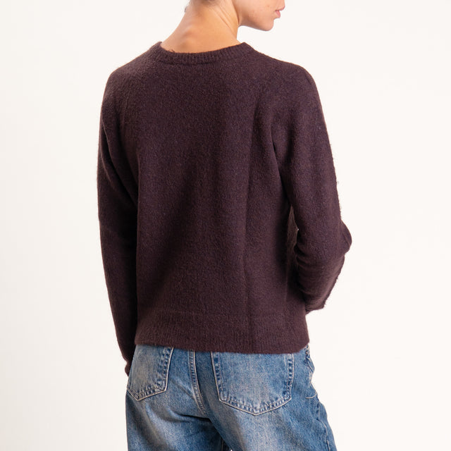 Kontatto-Maglia girocollo misto alpaca - mogano