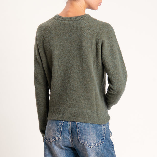 Kontatto-Maglia girocollo misto alpaca - oliva