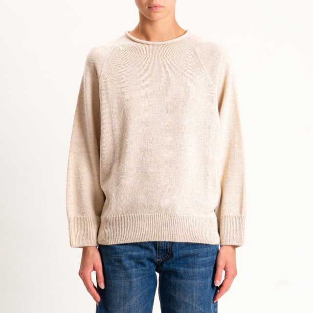 Kontatto-Maglia filo lurex misto alpaca - beige/oro