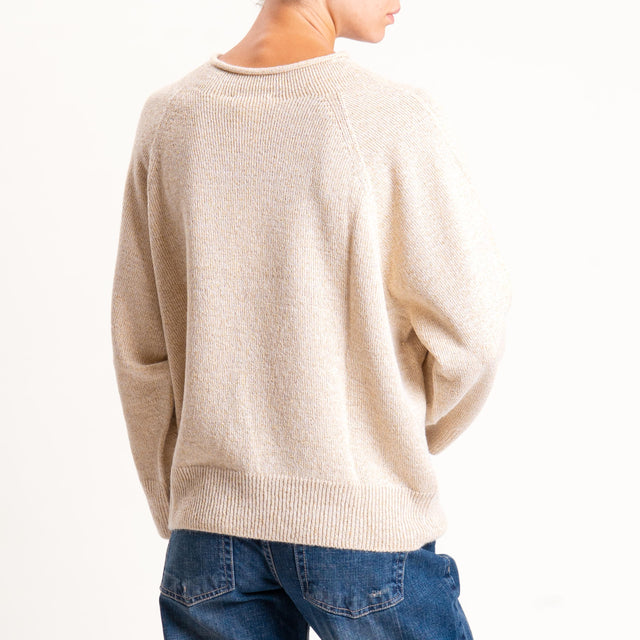 Kontatto-Maglia filo lurex misto alpaca - beige/oro