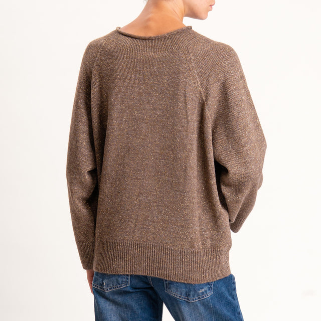 Kontatto-Maglia filo lurex misto alpaca - tortora/oro