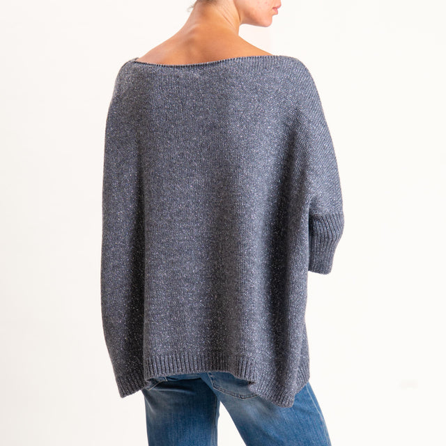 Kontatto-Maglia filo lurex misto alpaca con spilla - grigio medio/argento