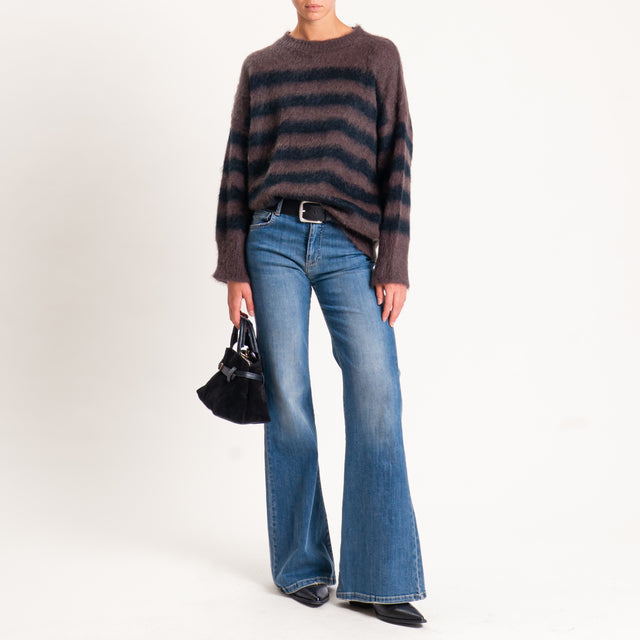 Kontatto-Maglia mohair a righe - moro/nero