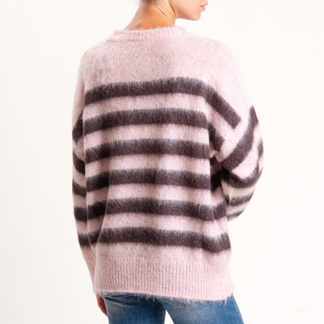 Kontatto-Maglia mohair a righe - rosa/moro