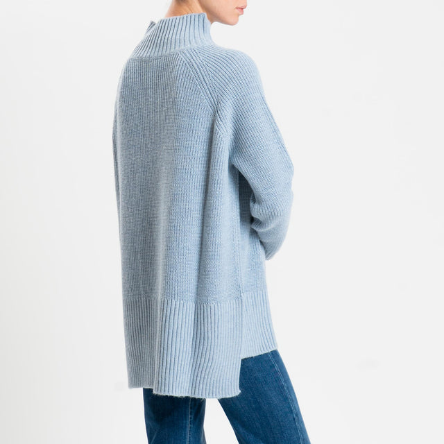 Kontatto-Maglia collo montato spacchi laterali misto alpaca - polvere