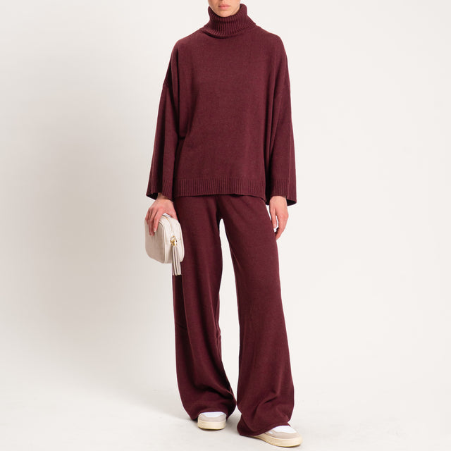 Kontatto-Maglia collo alto misto cashmere - Bordeaux