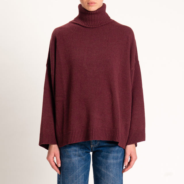 Kontatto-Maglia collo alto misto cashmere - Bordeaux